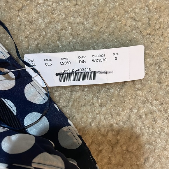 NWT J.crew women’s blue & white polka dot strapless maxi dress with bow detail. - Picture 6 of 14